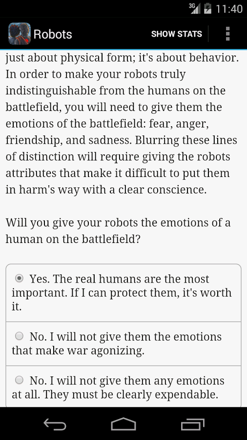Choice of Robots
