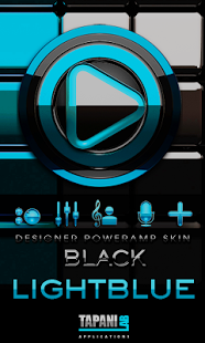 Poweramp skin Black Light blue