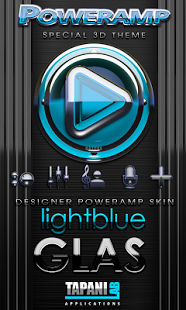 Poweramp skin Light Blue Glas
