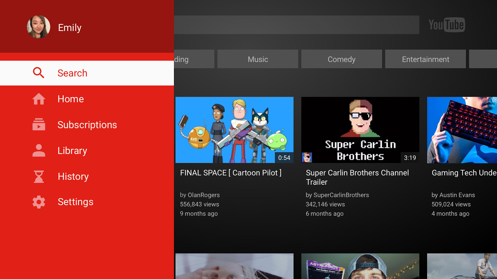 YouTube for Android TV